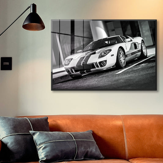 White Ford GT Acrylic Art Print