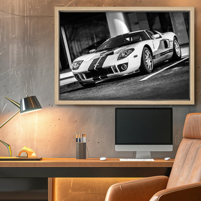 White Ford GT Canvas Art Print