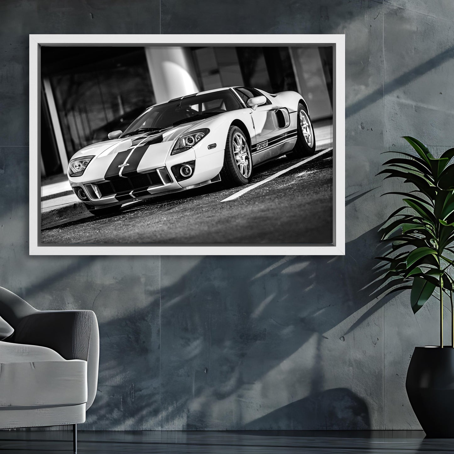 White Ford GT Canvas Art Print