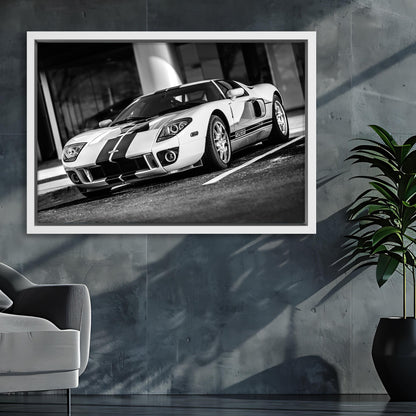 White Ford GT Canvas Art Print