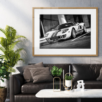 White Ford GT Framed Art Print