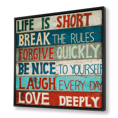 Life is Short Beach Sign Canvas Art Print