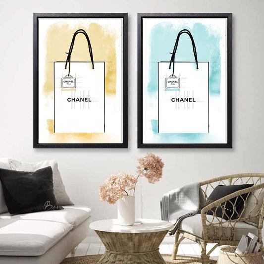 Chanel Paper Bag Watercolour Canvas Art Print