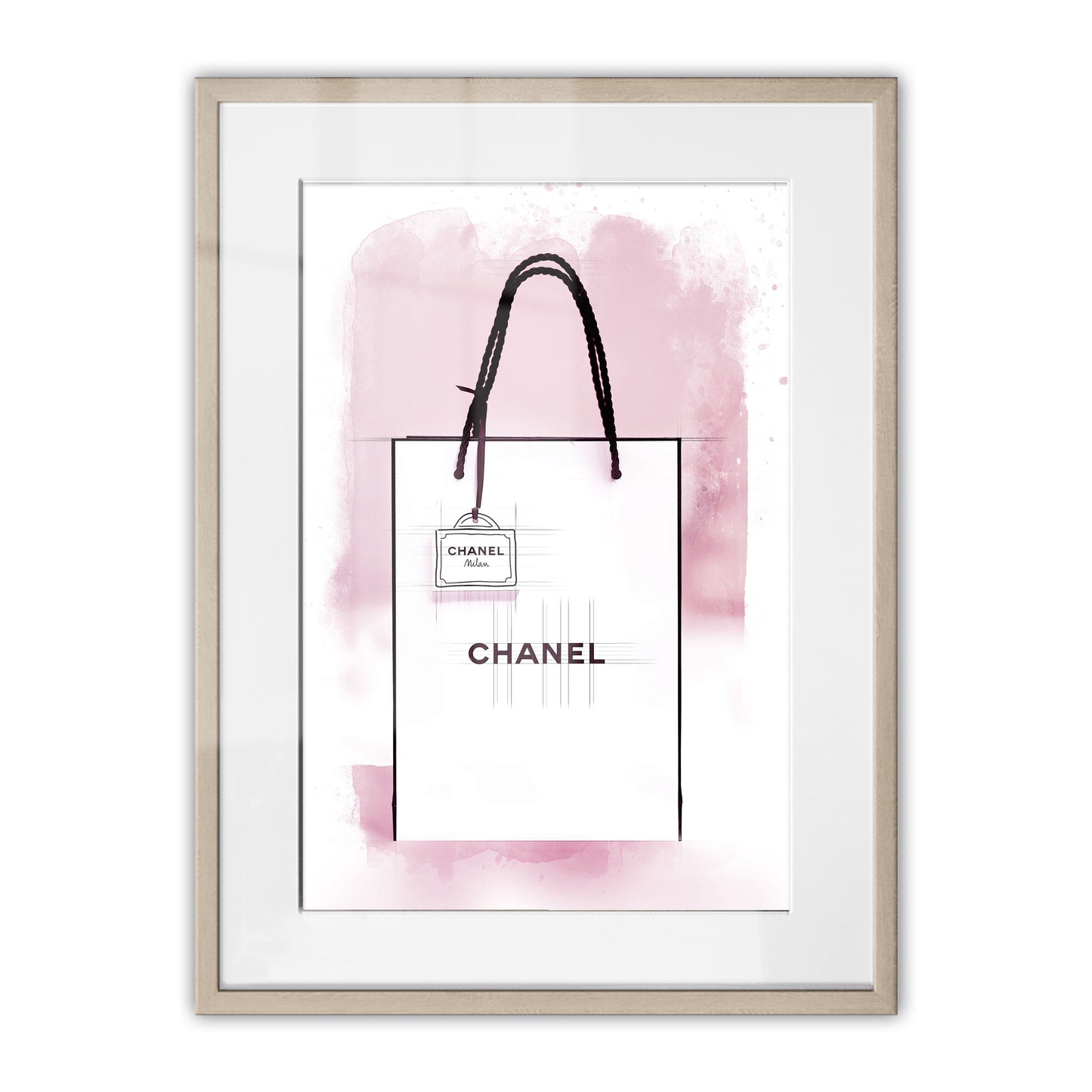Chanel Paper Bag Watercolour Framed Art Print