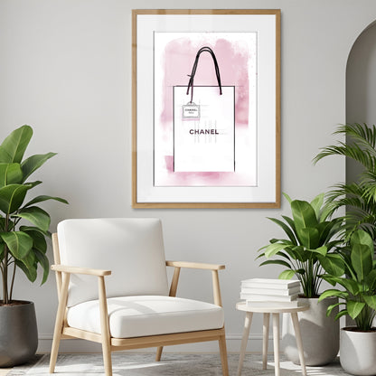 Chanel Paper Bag Watercolour Framed Art Print