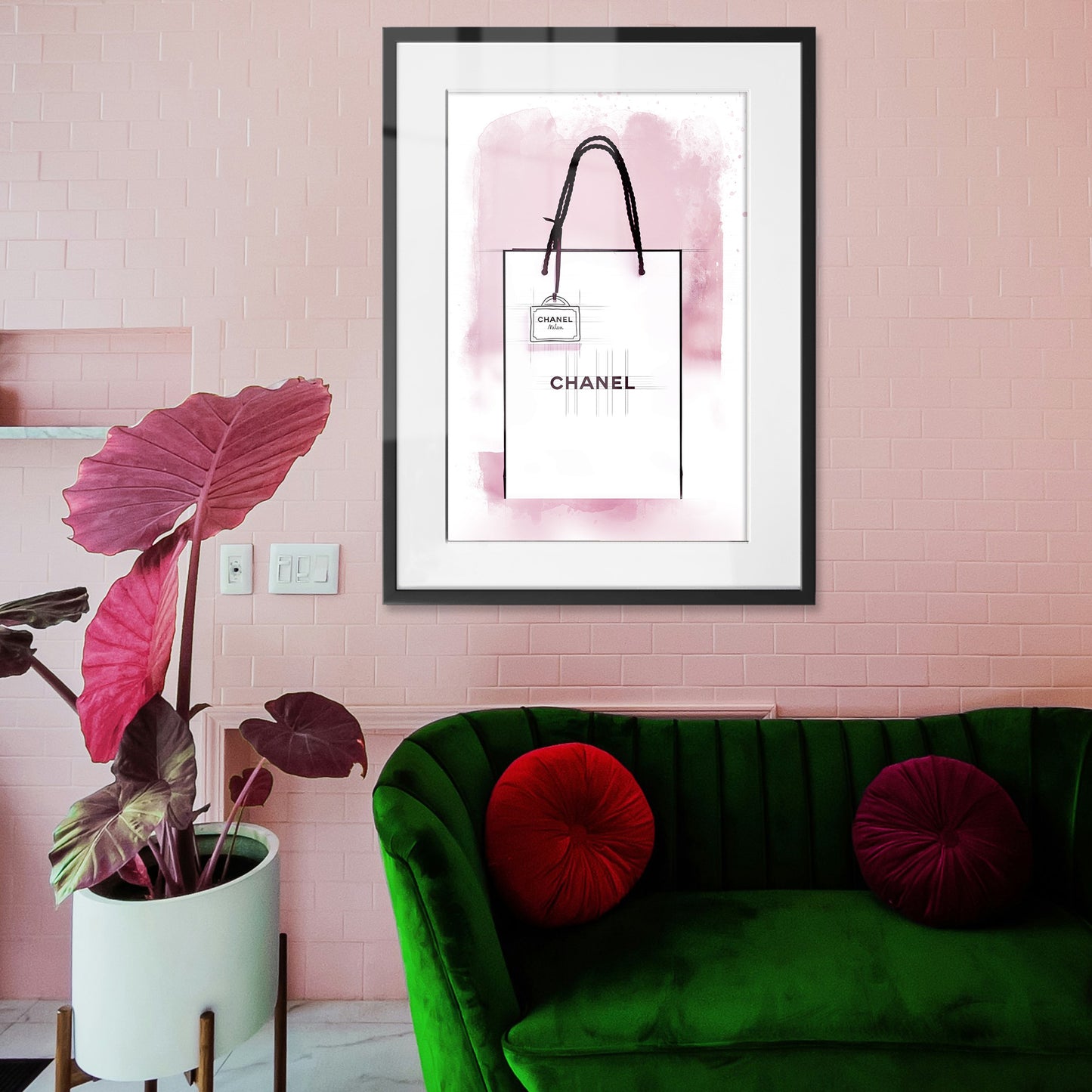 Chanel Paper Bag Watercolour Framed Art Print