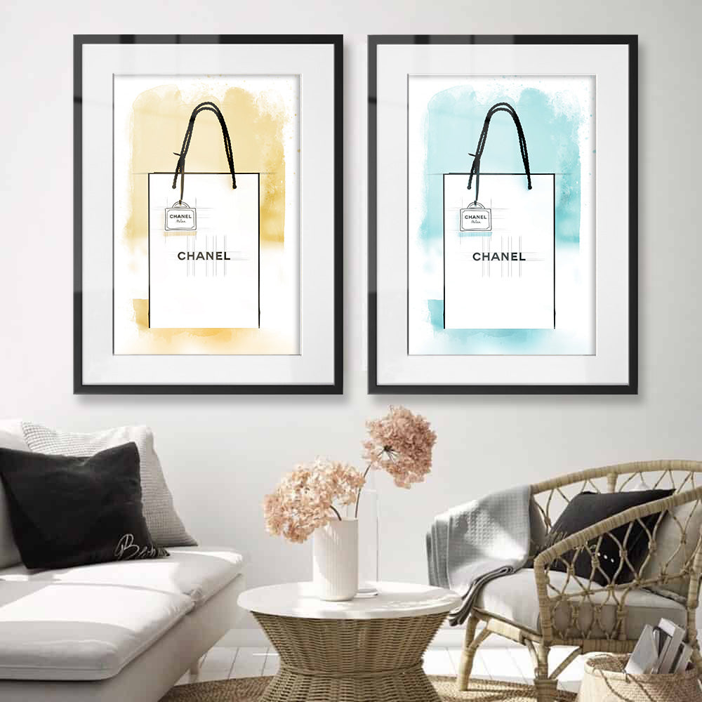 Chanel Paper Bag Watercolour Framed Art Print