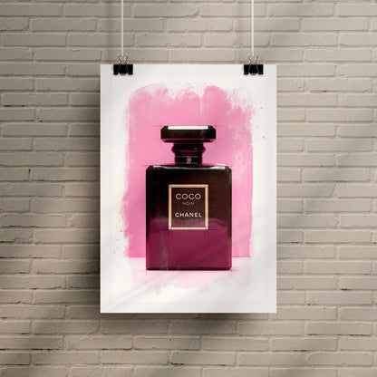 Chanel Coco Bottle Watercolour Poster Print