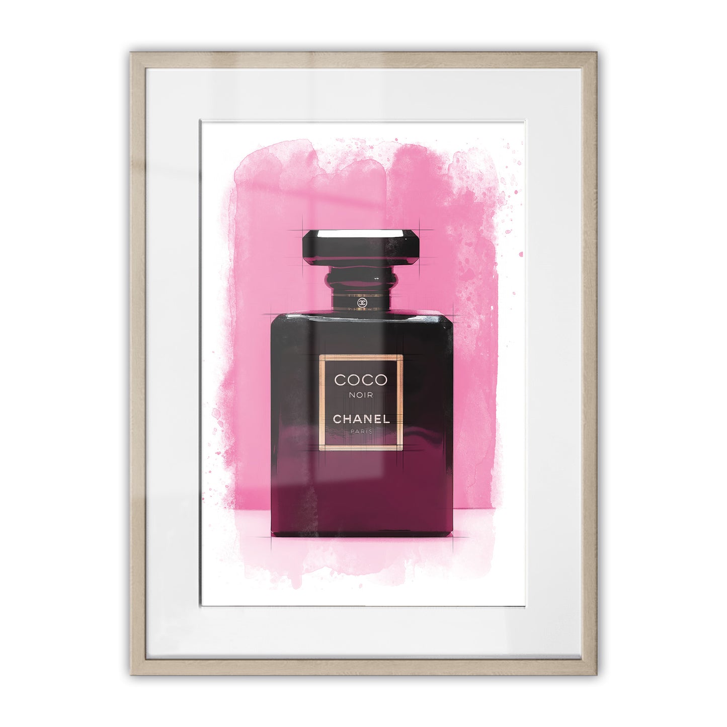 Chanel Coco Bottle Watercolour Framed Art Print
