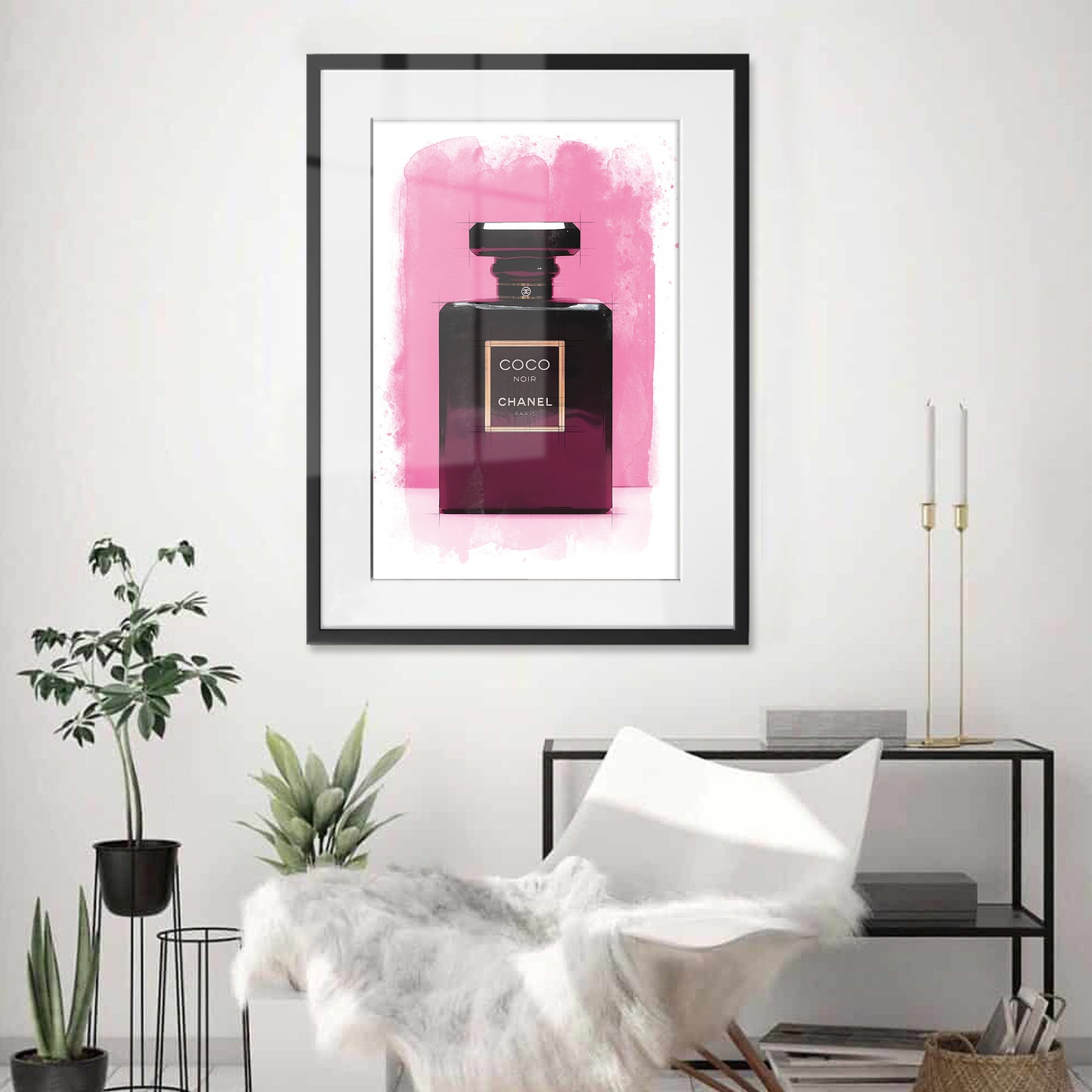 Chanel Coco Bottle Watercolour Framed Art Print