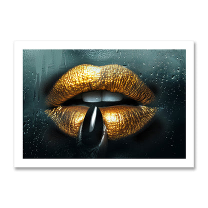 Steamy Gold Lips Poster Print