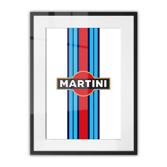 Martini Racing Stripes and Logo Framed Art Print