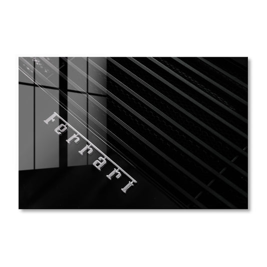 Ferrari Logo on Black Acrylic Art Print