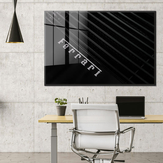 Ferrari Logo on Black Acrylic Art Print