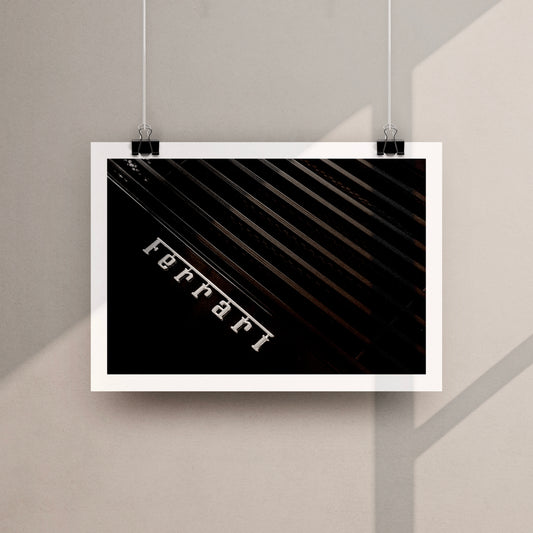 Ferrari Logo on Black Poster Print
