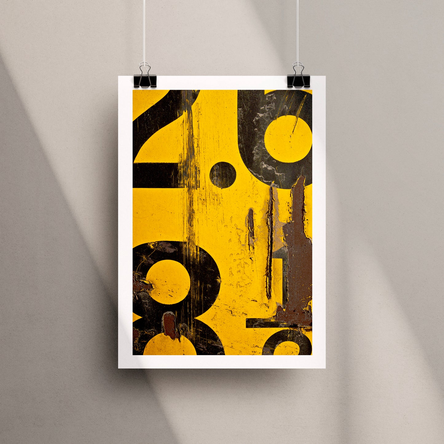 Yellow Numerical Decay Abstract Art Print