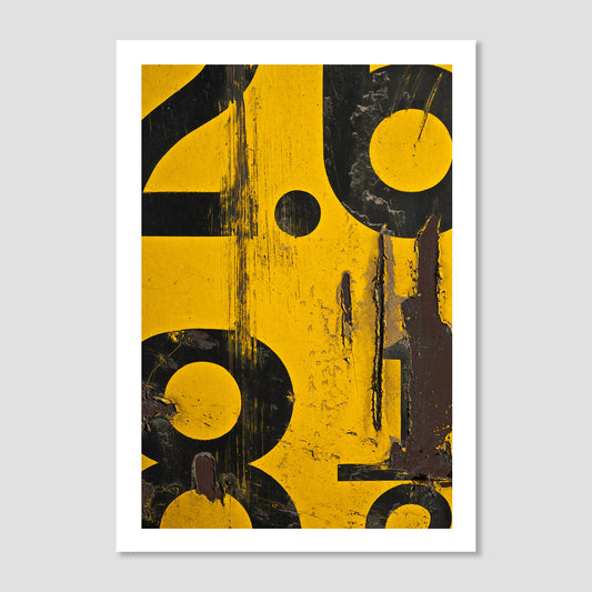 Yellow Numerical Decay Abstract Art Print