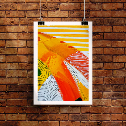 Fragments of Orange Wind Abstract Art Print
