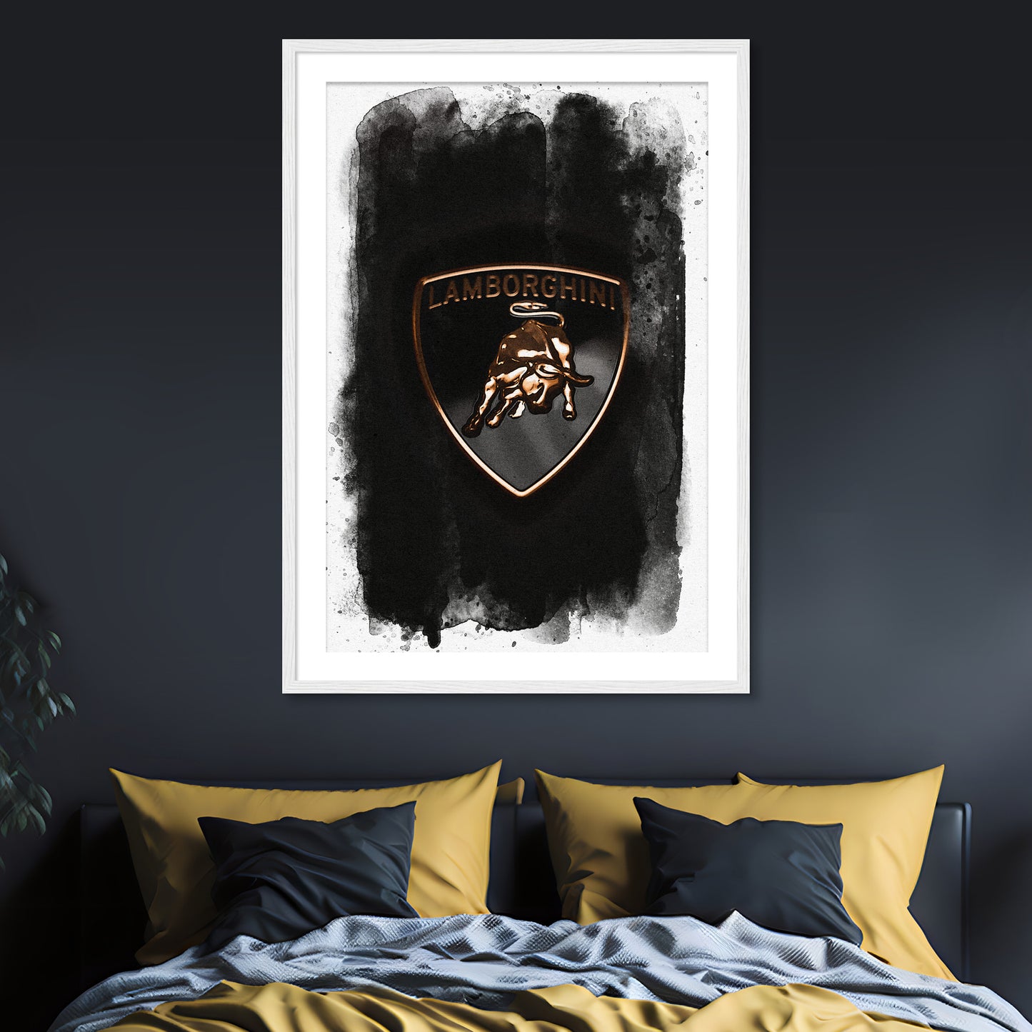 Lamborghini Badge Black Watercolour
