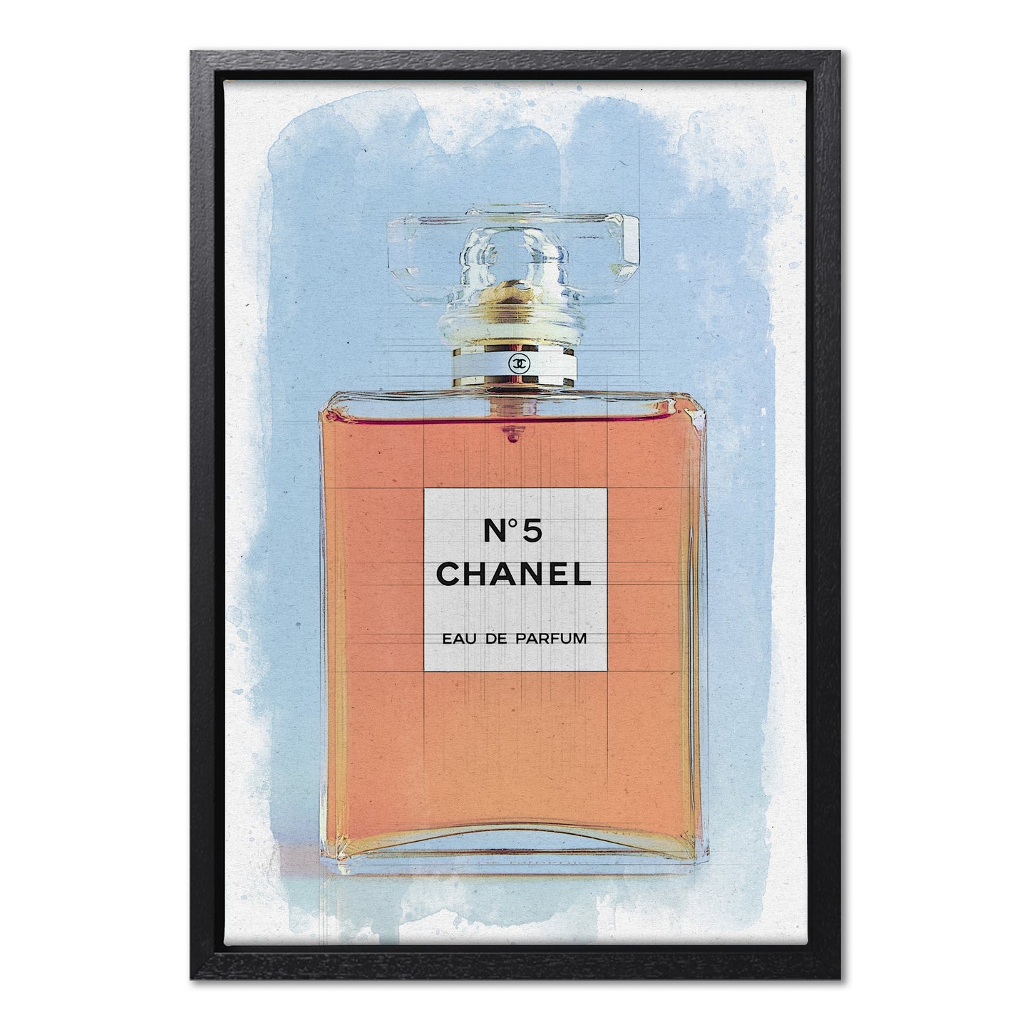Chanel No 5 Perfume Bottle Watercolour Canvas Art