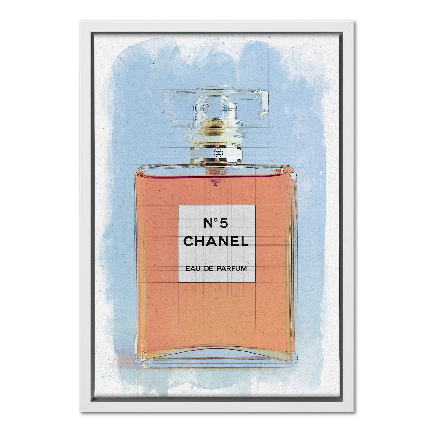 Chanel No 5 Perfume Bottle Watercolour Canvas Art