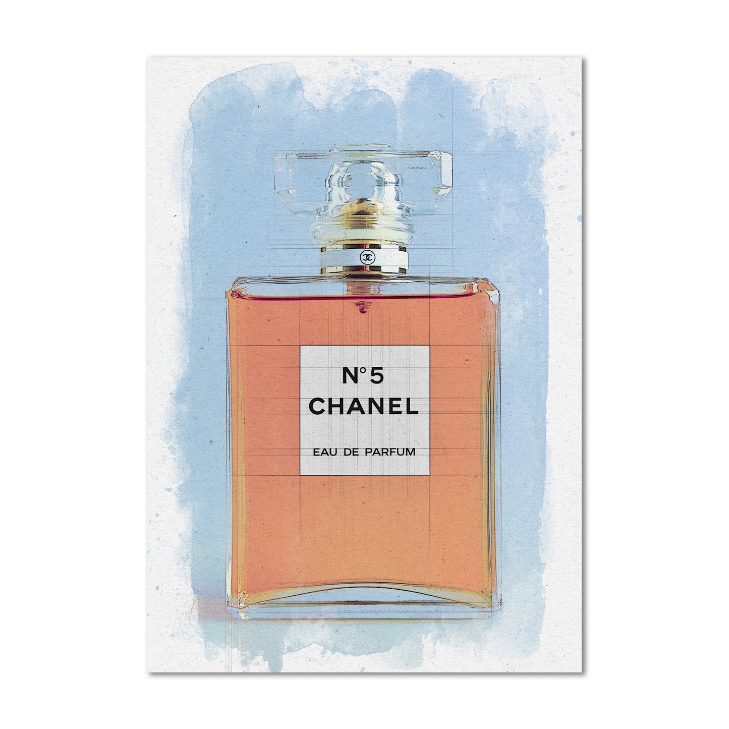 Chanel No 5 Perfume Bottle Watercolour Canvas Art